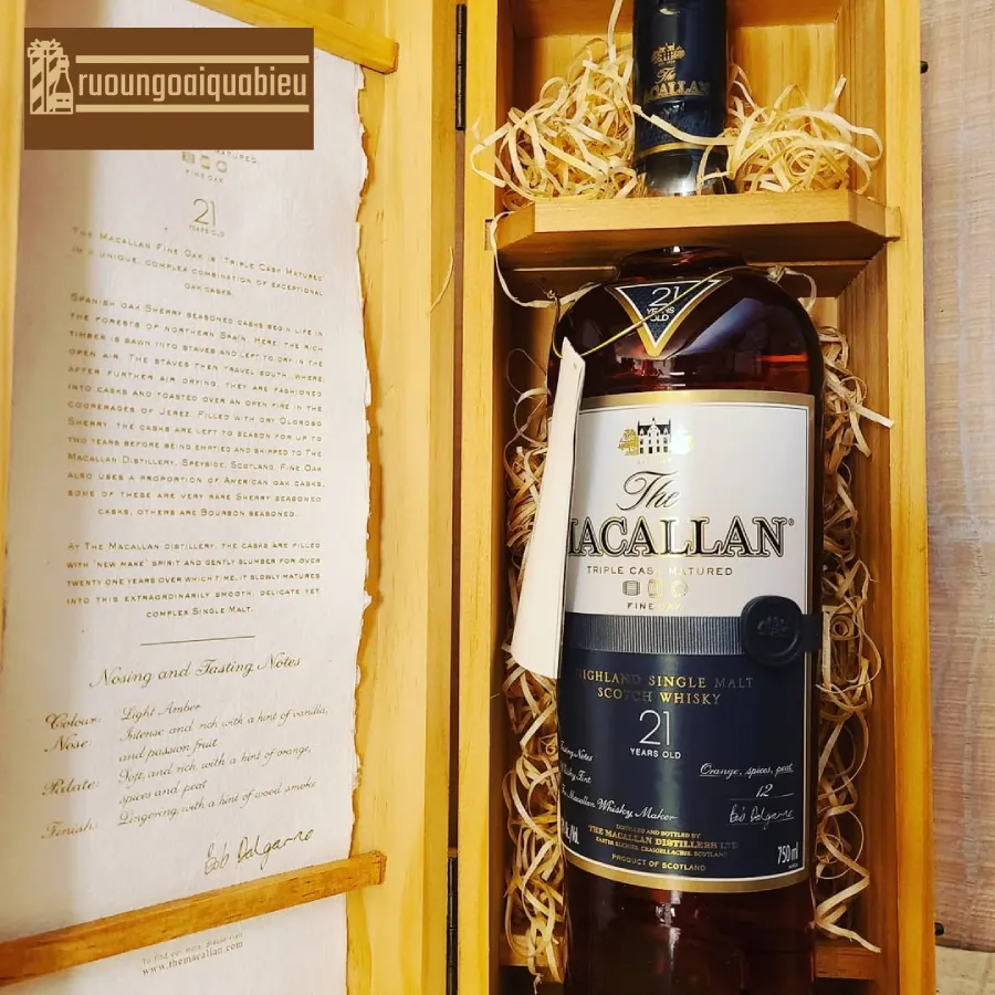 Khám phá nhà sản xuất rượu Macallan 21 hộp gỗ
